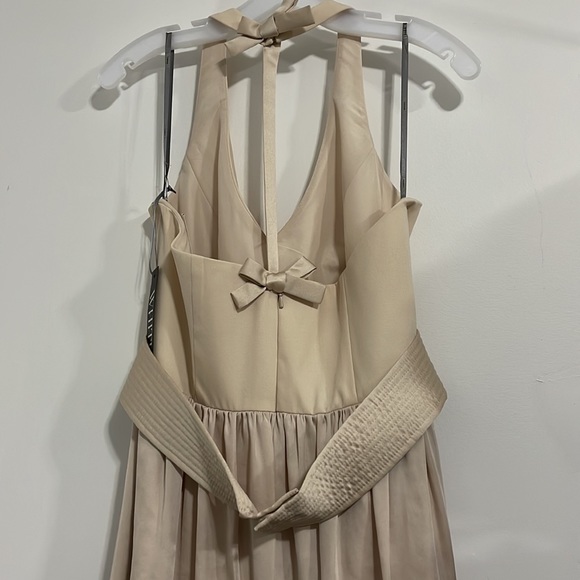 Vera Wang Long Halter V Neck Bridesmaid Dress - Picture 3 of 5